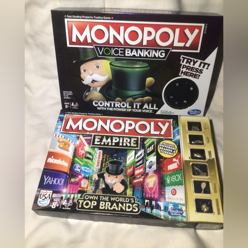 Lot/set of 2 Board Games Monopoly Voice Banking & Empire Hasbro